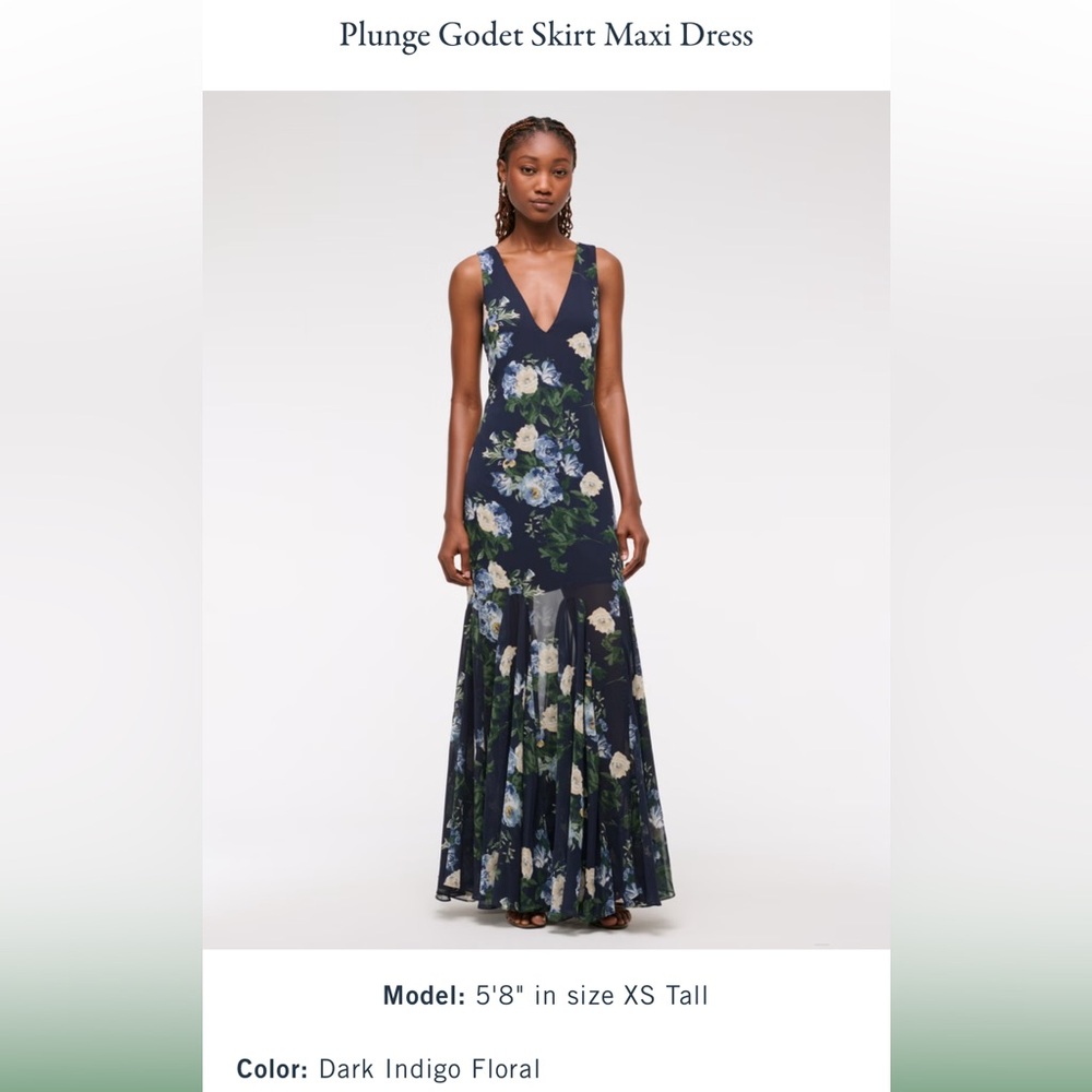 NWT Abercrombie Plunge Godet Skirt Maxi Dress